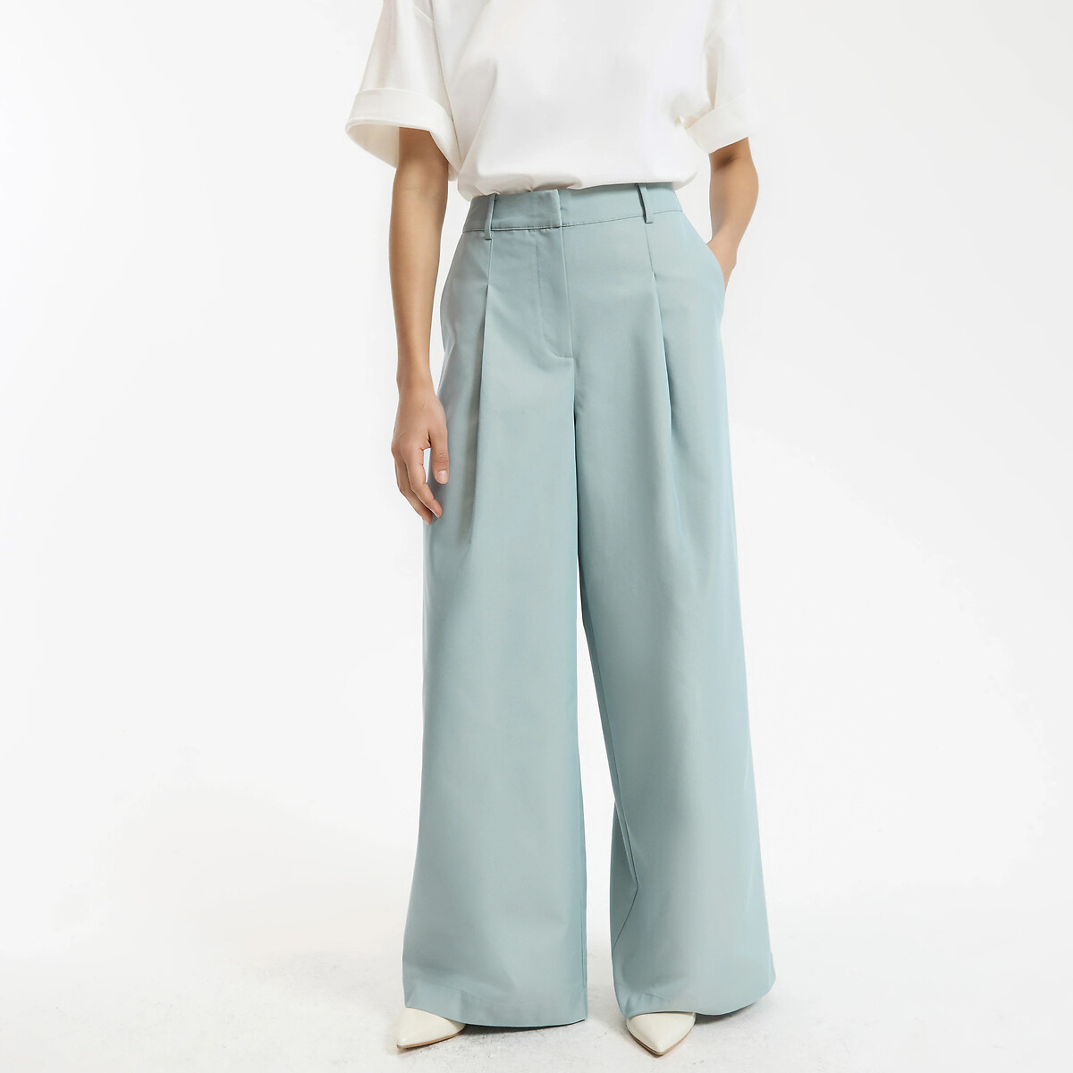 La Redoute Collections Παντελόνι φαρδύ με πιέτες από βαμβακερό μείγμα