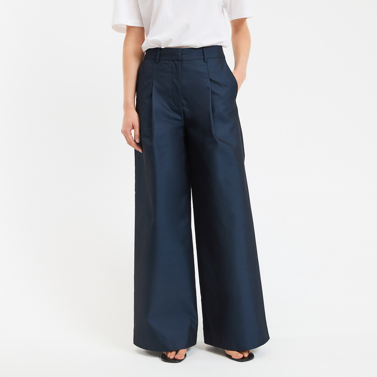 Παντελόνι φαρδύ με πιέτες από βαμβακερό μείγμα