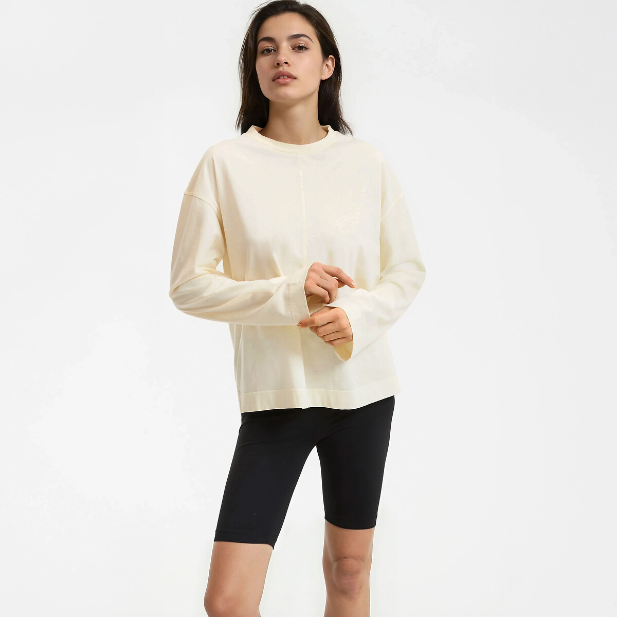 La Redoute Collections Μπλούζα με στρογγυλή λαιμόκοψη και μακριά μανίκια