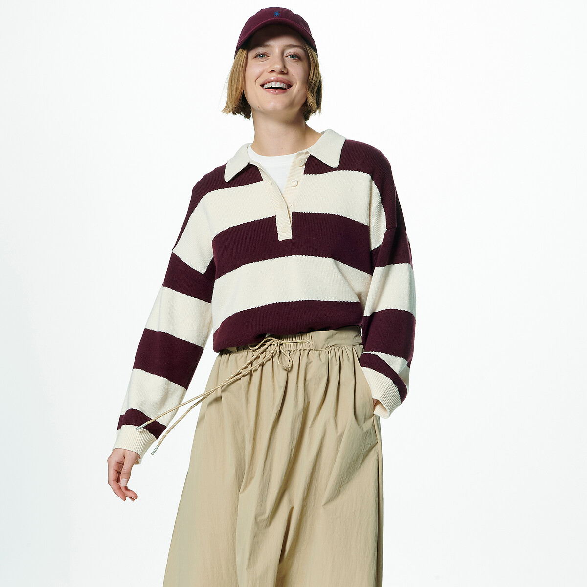 Ριγέ πουλόβερ με γιακά πόλο