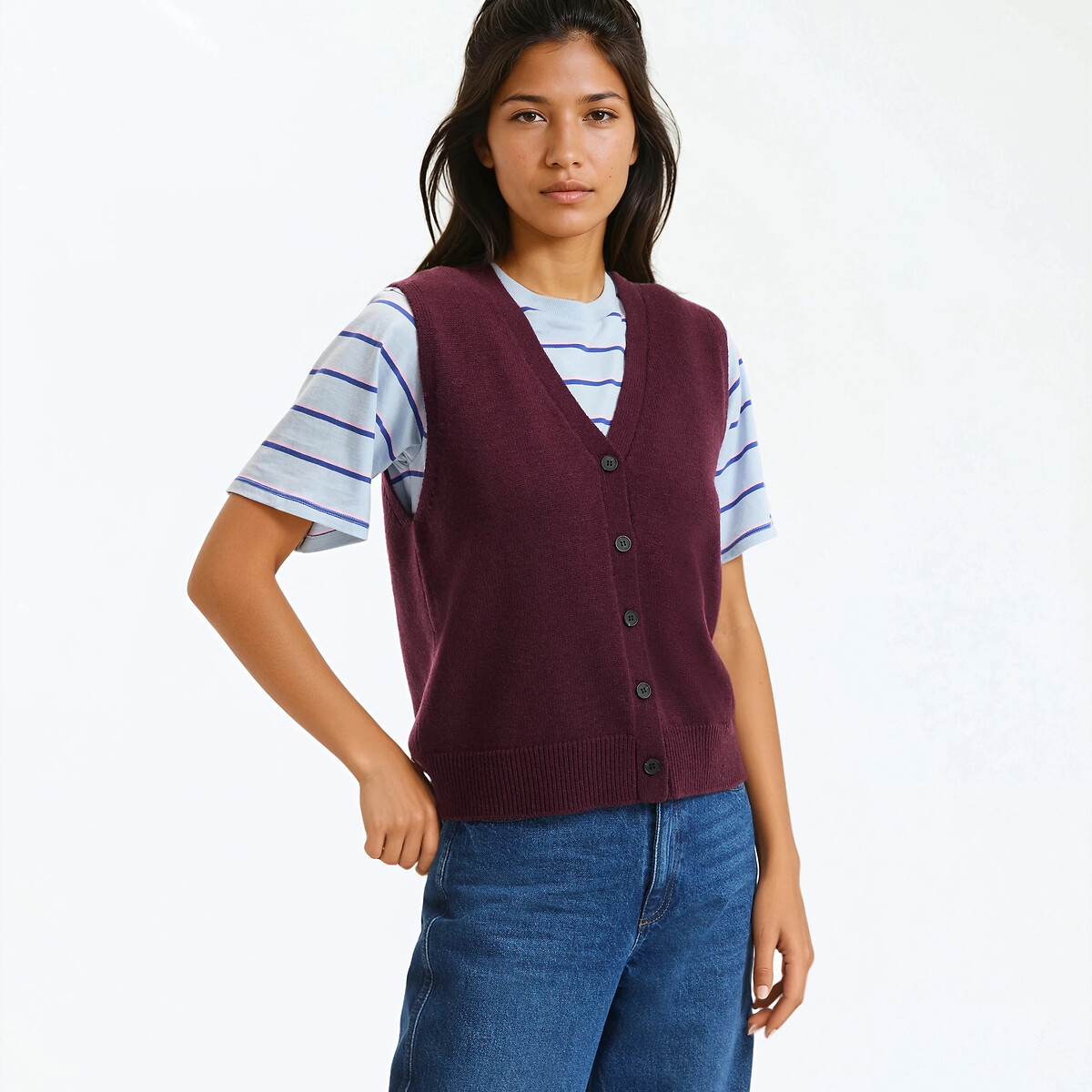 Κοντό πλεκτό γιλέκο από μαλλί