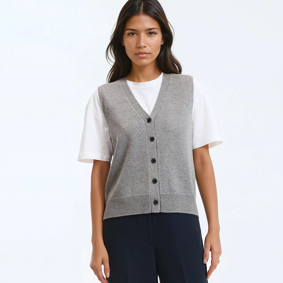 La Redoute Collections Κοντό πλεκτό γιλέκο από μαλλί