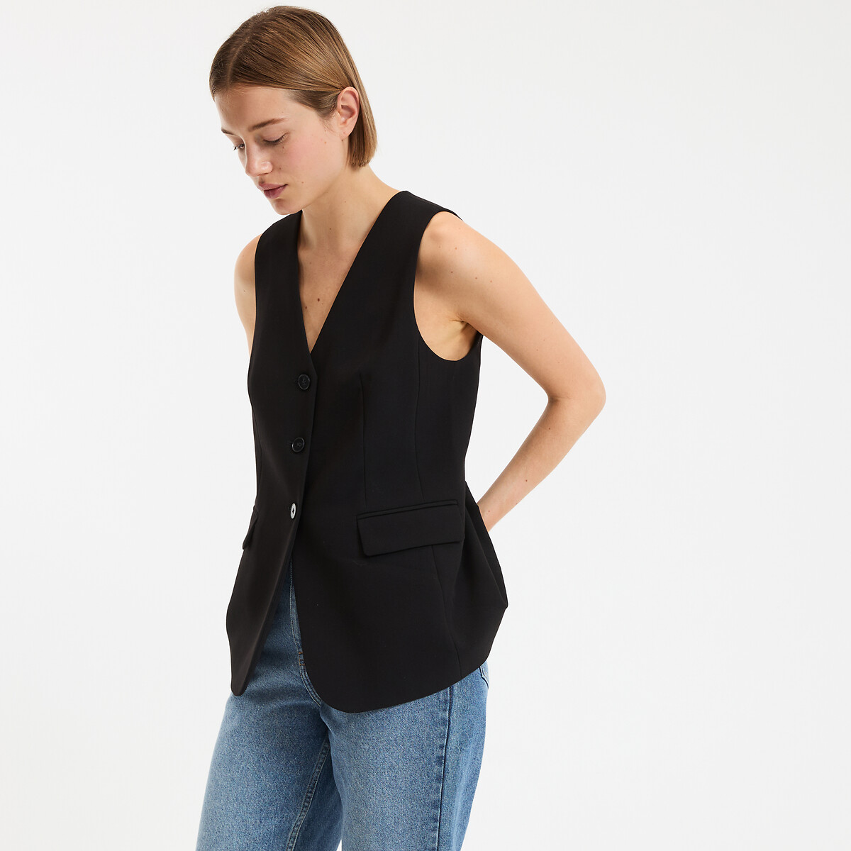 Μακρύ γιλέκο κοστουμιού σε ίσια γραμμή