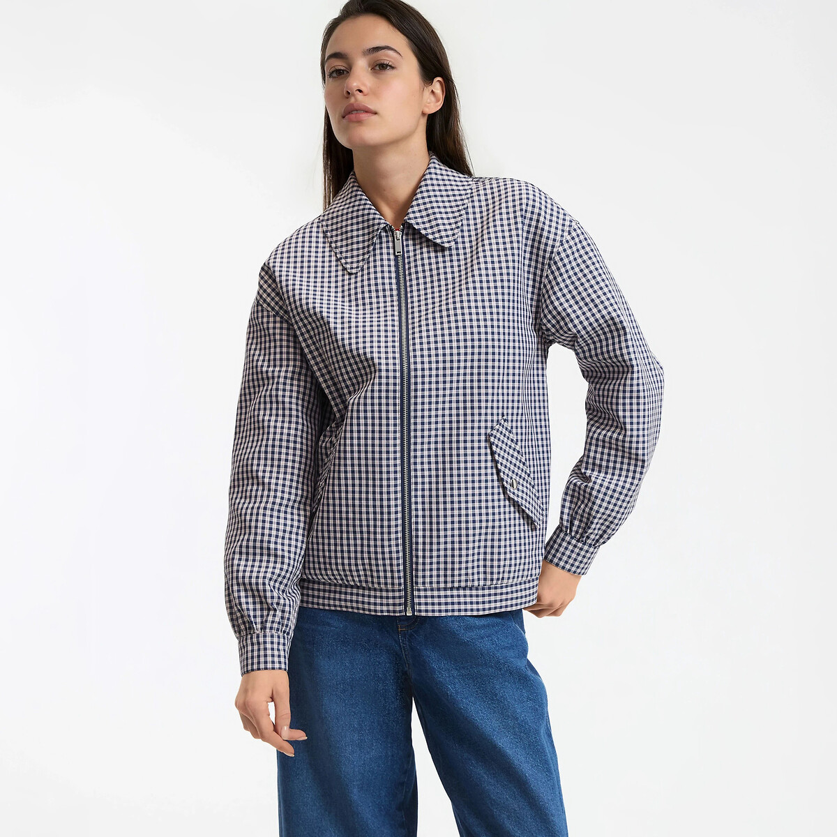 La Redoute Collections Κοντό μπουφάν με φερμουάρ και καρό σχέδιο