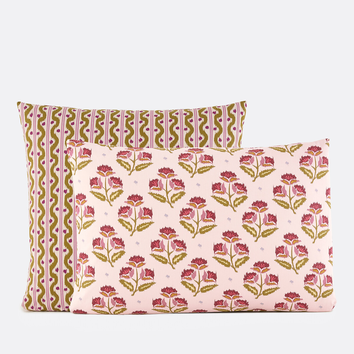 Μαξιλαροθήκη από πλυμένο βαμβάκι με τύπωμα λουλουδιών 50x70 cm