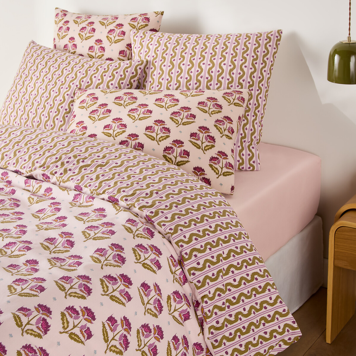 Παπλωματοθήκη από πλυμένο βαμβάκι με φλοράλ σχέδιο 140x200 cm