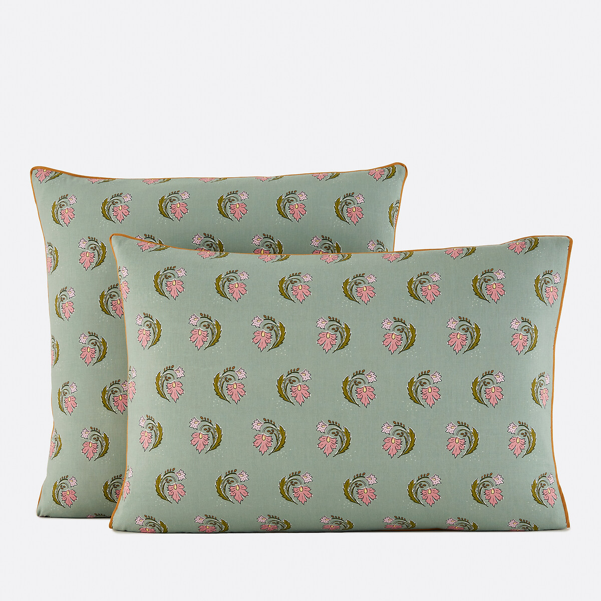 Μαξιλαροθήκη από πλυμένο βαμβάκι με φλοράλ μοτίβο 50x70 cm