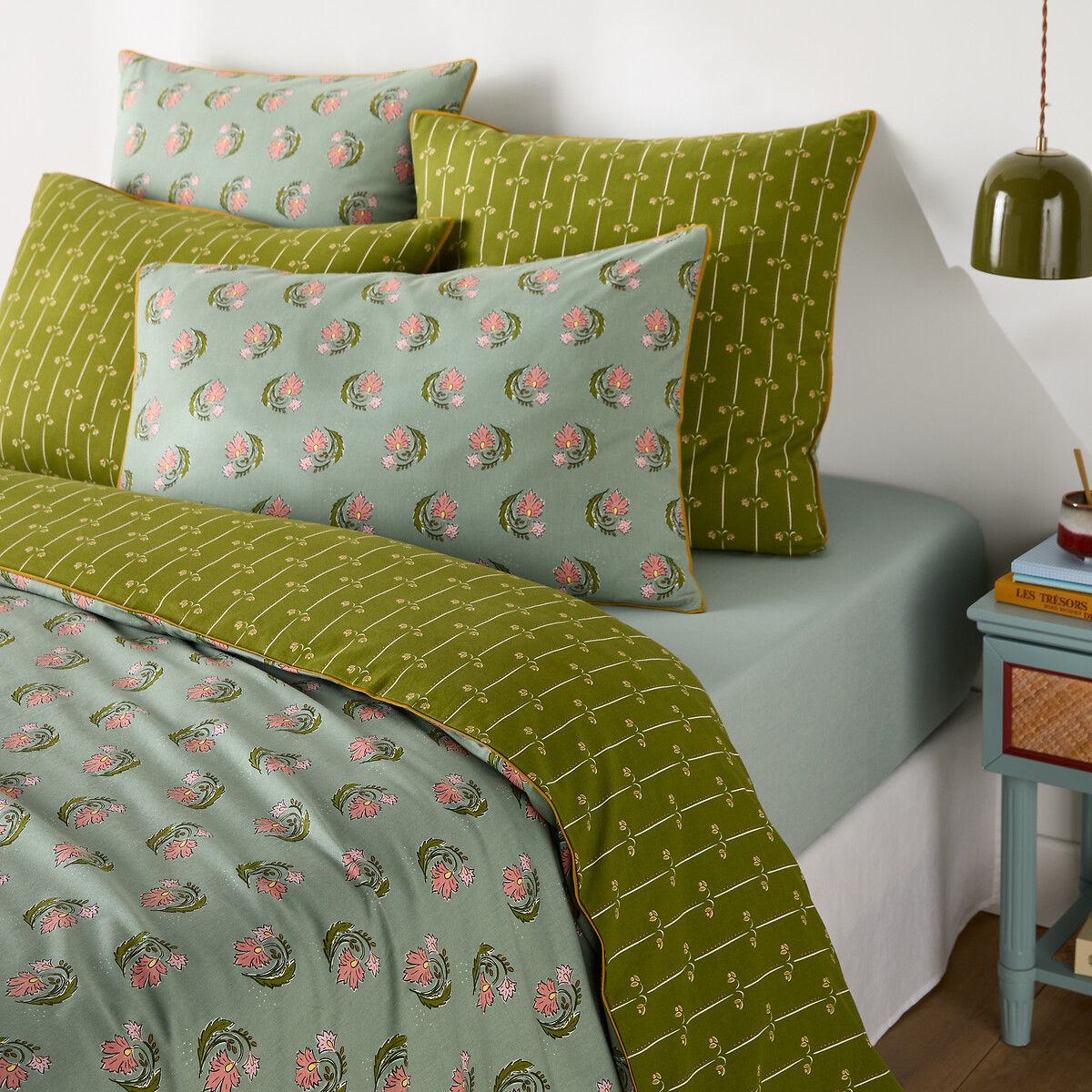 Παπλωματοθήκη από πλυμένο βαμβάκι με λουλουδάτο σχέδιο 140x200 cm