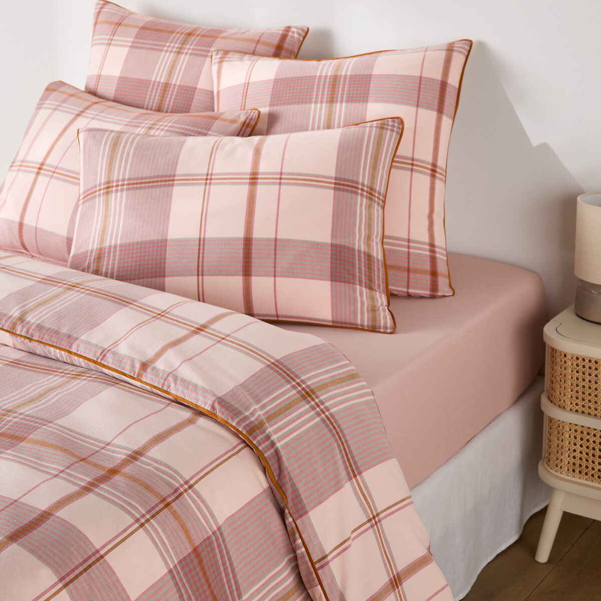 Παπλωματοθήκη από πλυμένο βαμβάκι με υφαντά καρό 140x200 cm