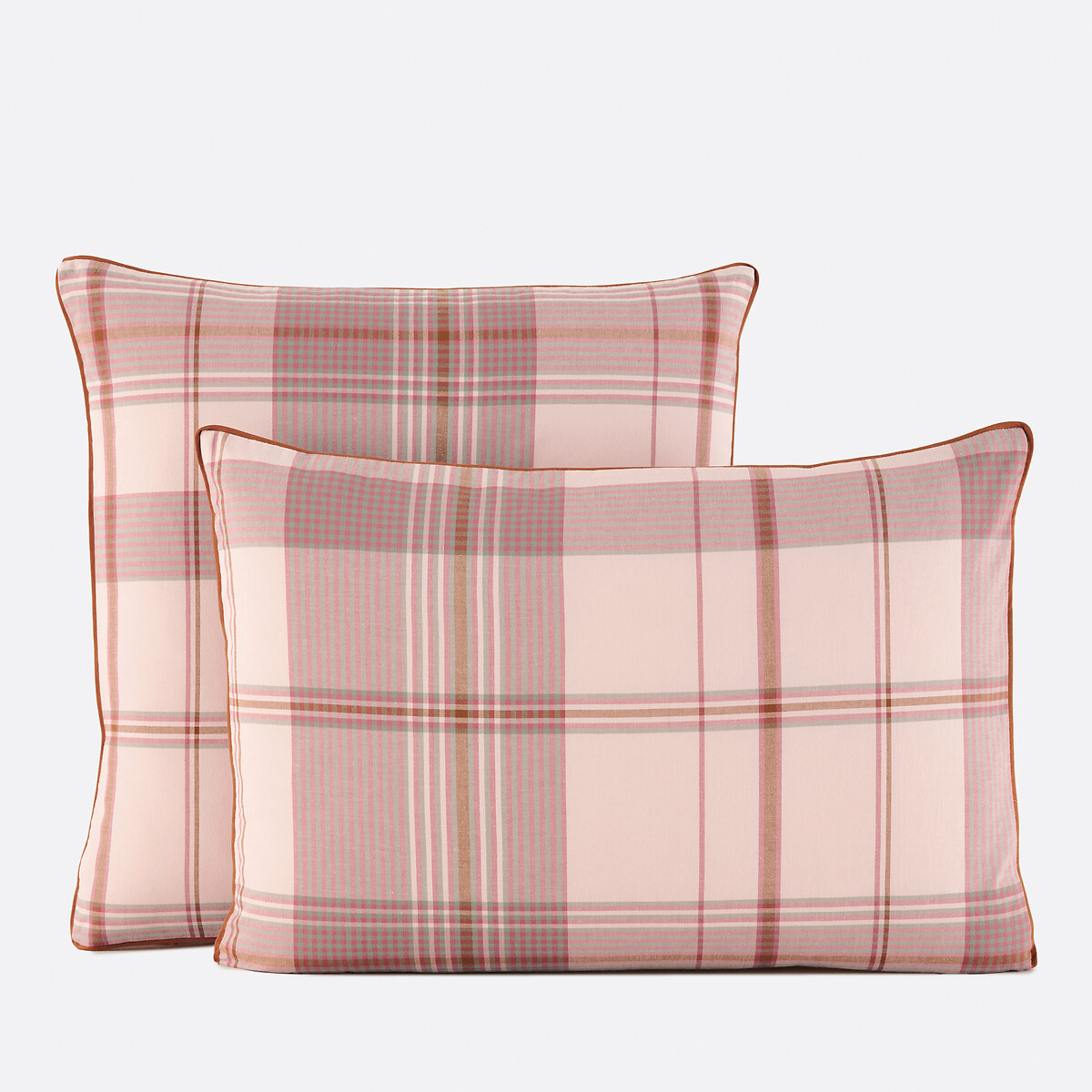 Μαξιλαροθήκη από πλυμένο βαμβάκι με καρό ύφανση 50x70 cm