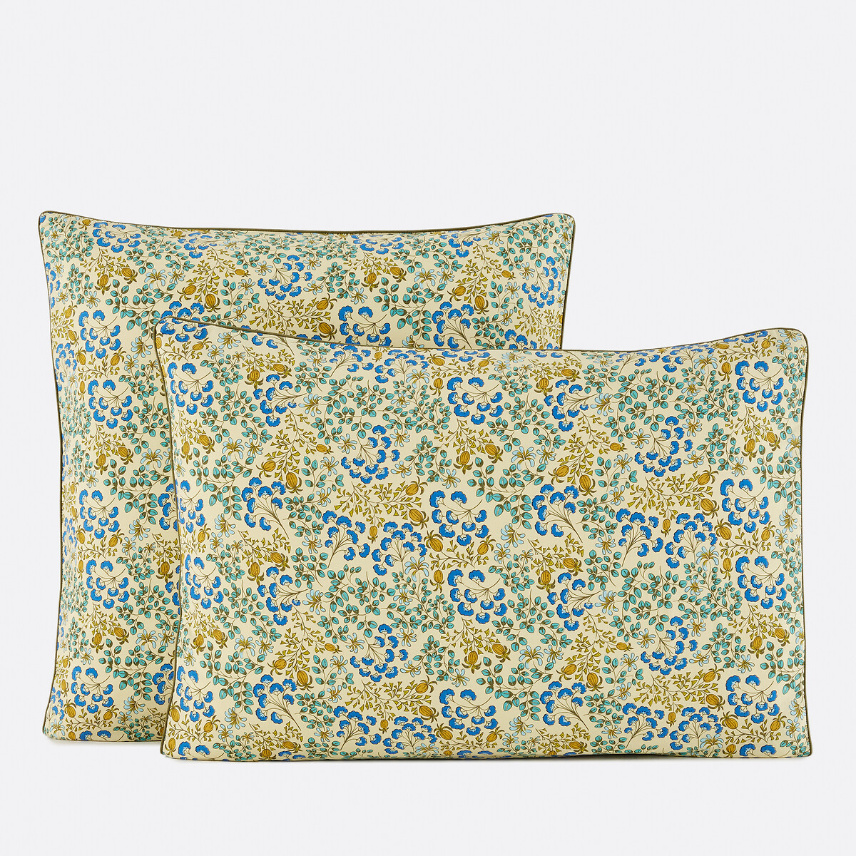 Μαξιλαροθήκη από πλυμένο βαμβάκι με εμπριμέ λουλούδια 50x70 cm