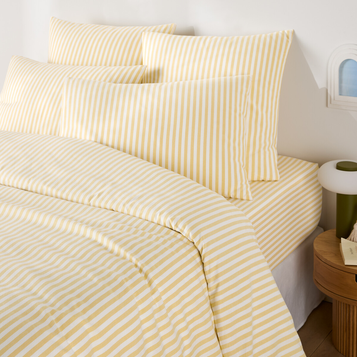 Παπλωματοθήκη από βαμβάκι με ριγέ υφαντό σχέδιο 140x200 cm