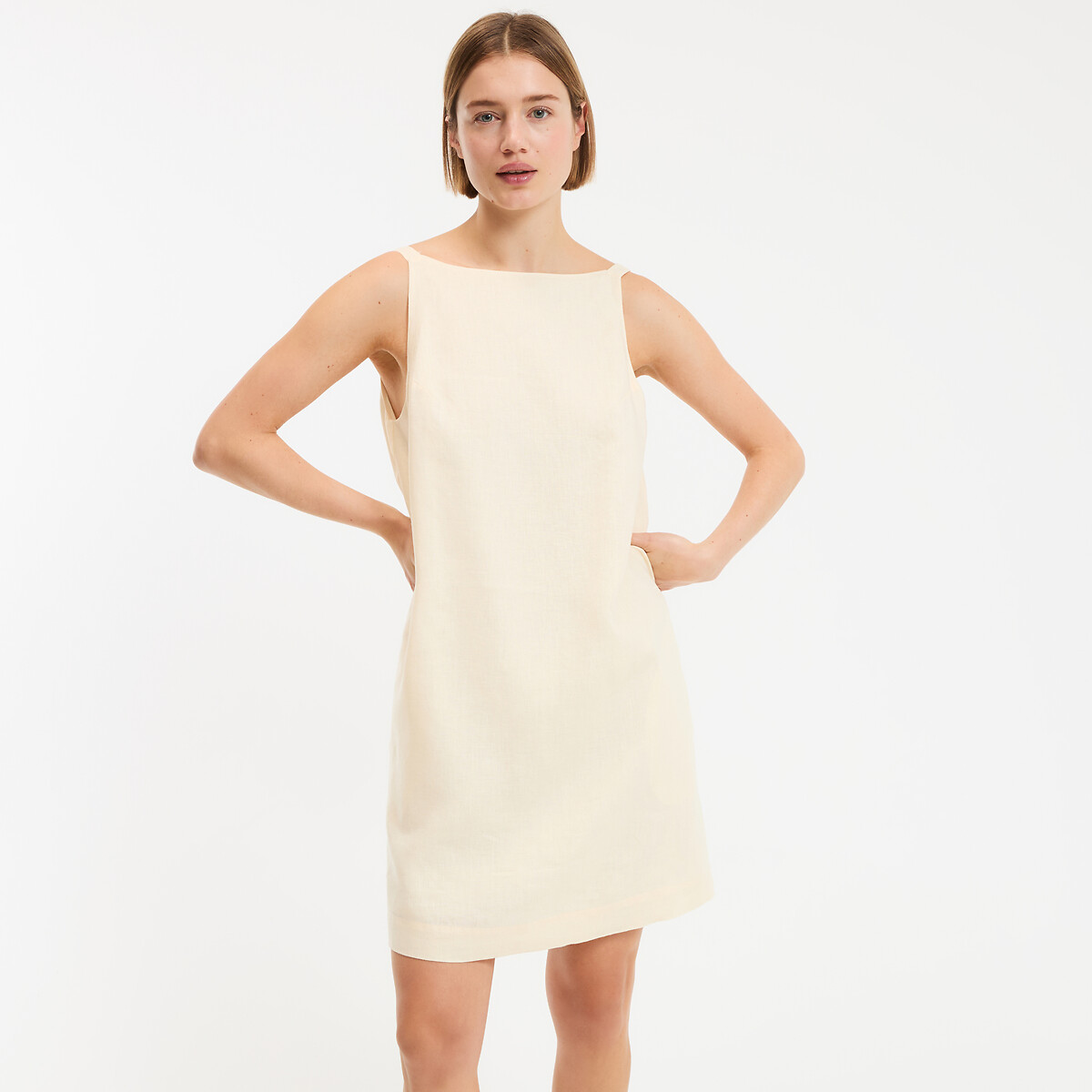 Ίσιο κοντό φόρεμα από λινό