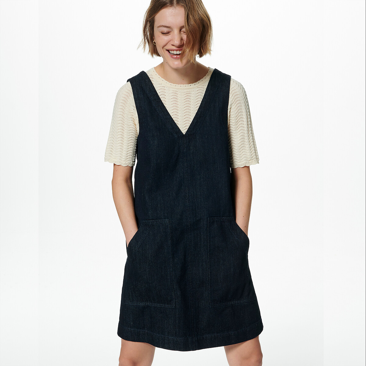 Κοντό ίσιο τζιν φόρεμα χωρίς μανίκια