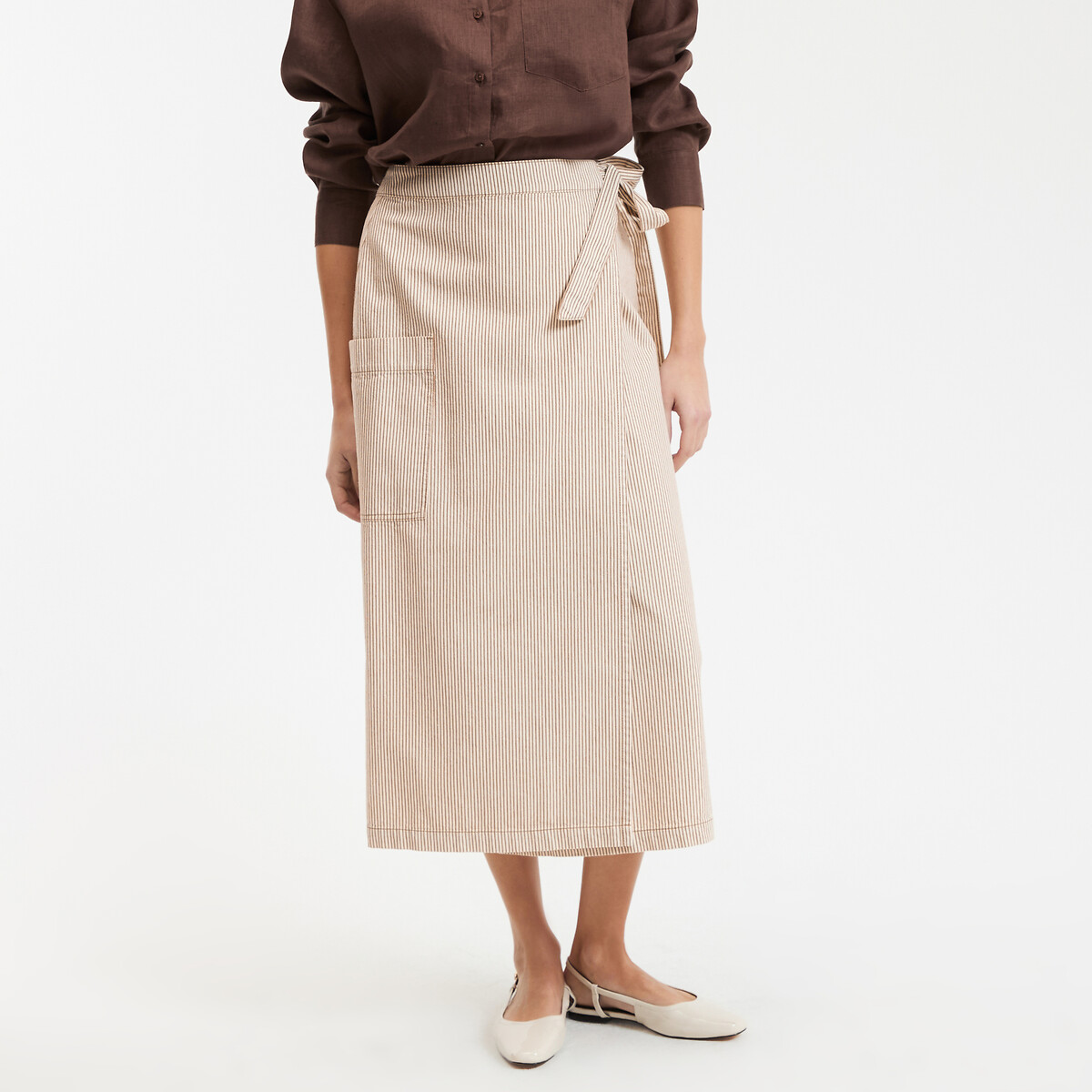 Ίσια φούστα μεσάτη με ρίγες