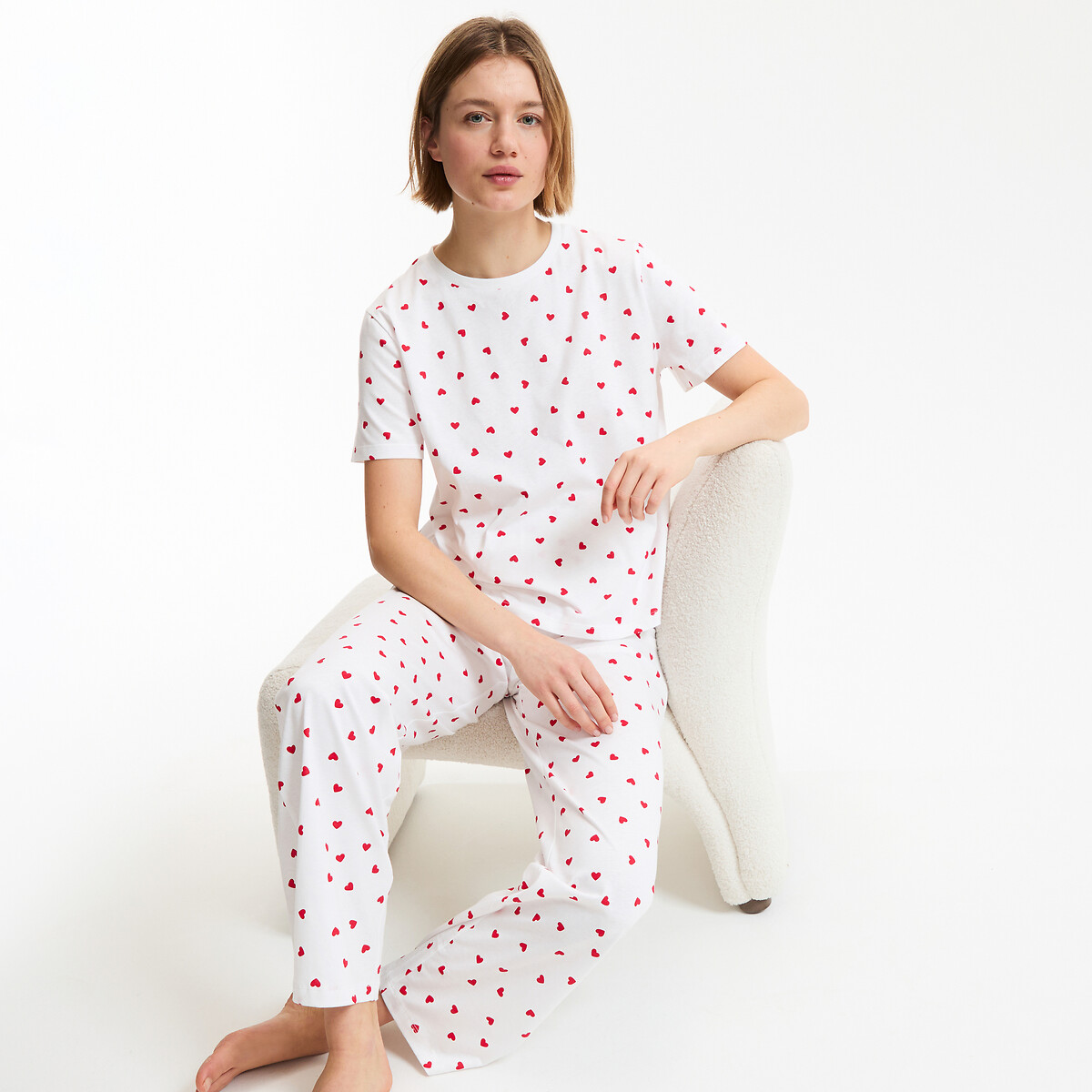Πυτζάμα από ζέρσεϊ με στάμπα καρδιές