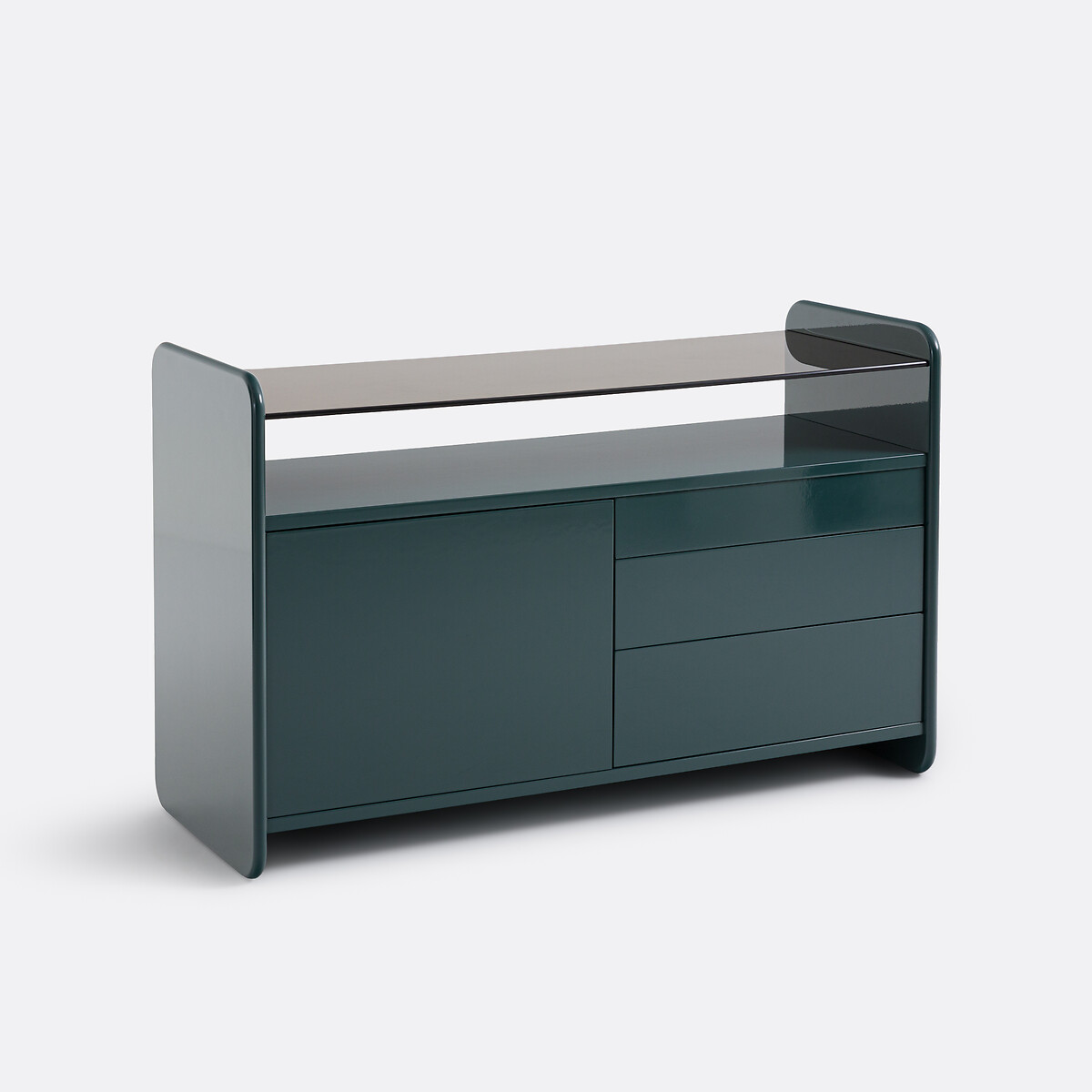 Λακαρισμένος μπουφές με φιμέ γυάλινο επάνω μέρος Μ48xΠ125xΥ79cm