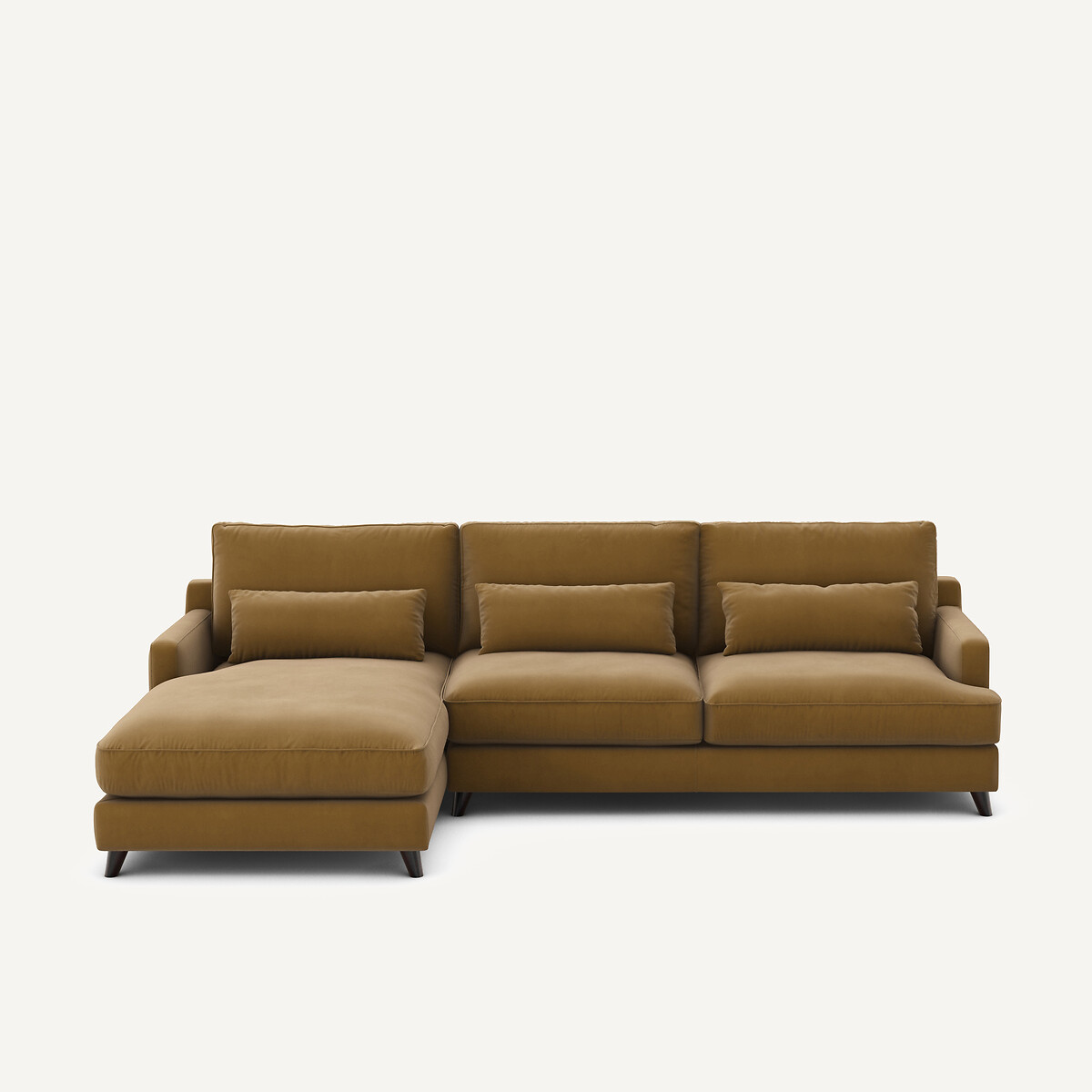 Γωνιακός καναπές από λινό βελούδο Μ172xΠ294xΥ83cm