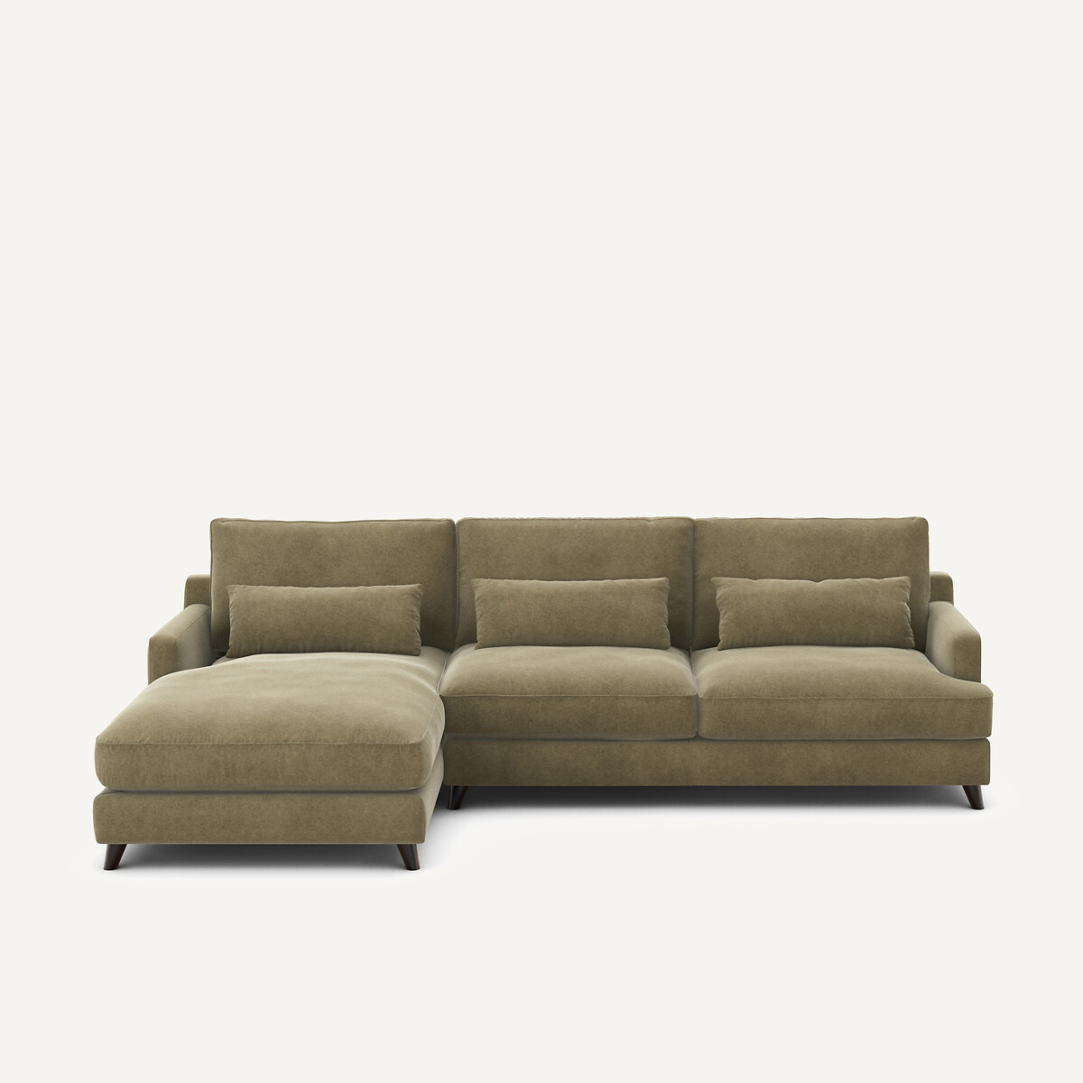 Γωνιακός καναπές από λινό βελούδο Μ172xΠ294xΥ83cm