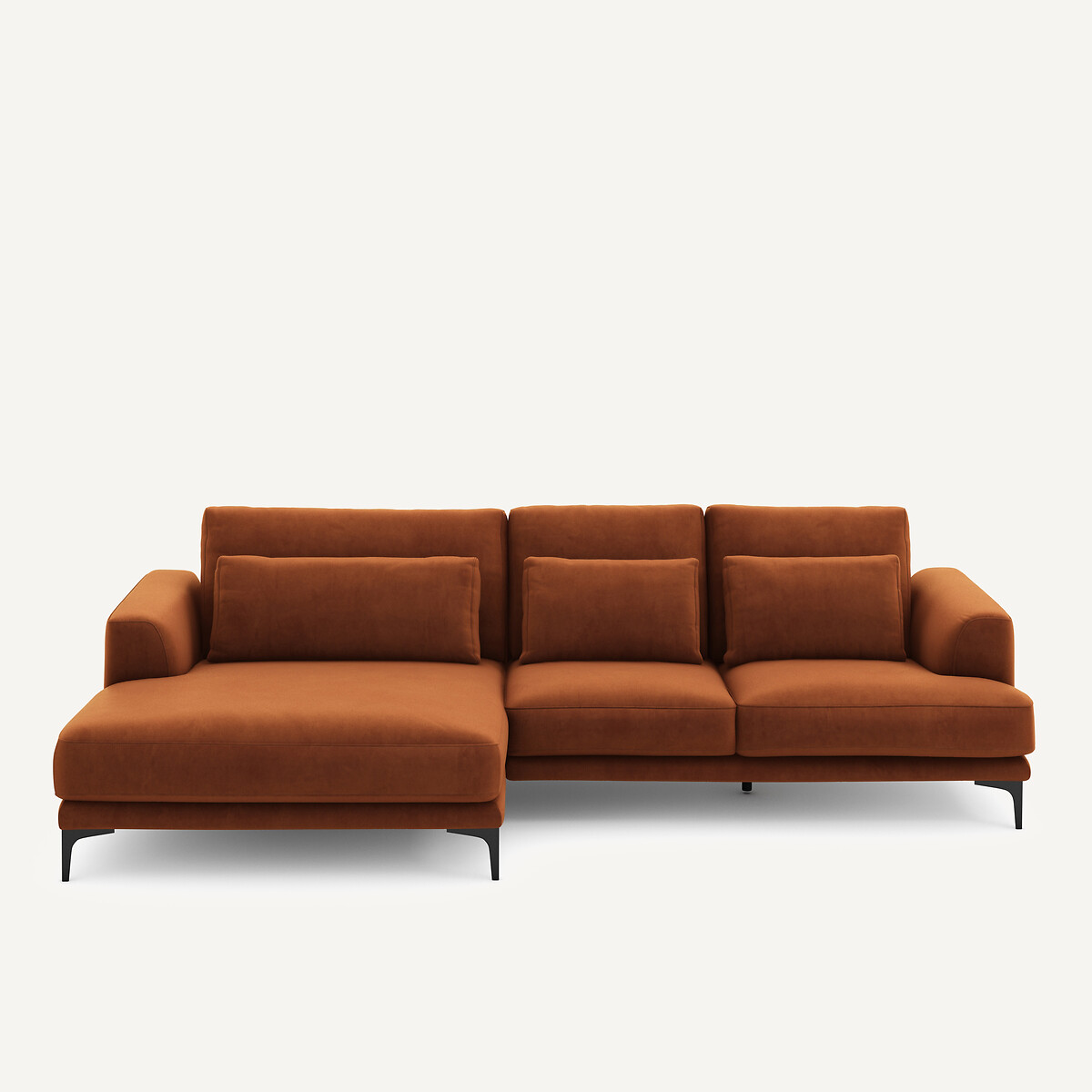 Γωνιακός καναπές αριστερός XL από βελούδο Μ149xΠ277xΥ83cm