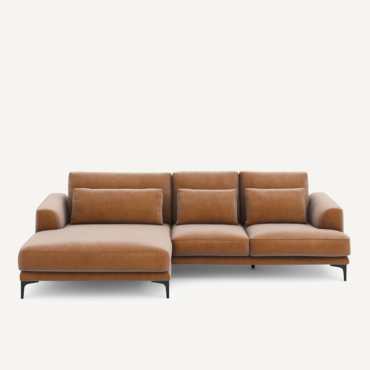 Γωνιακός καναπές αριστερός XL από βελούδο Μ149xΠ277xΥ83cm