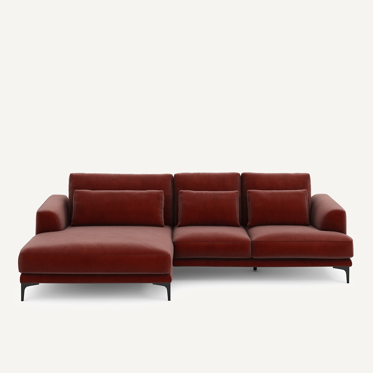 Γωνιακός καναπές αριστερός XL από βελούδο Μ149xΠ277xΥ83cm