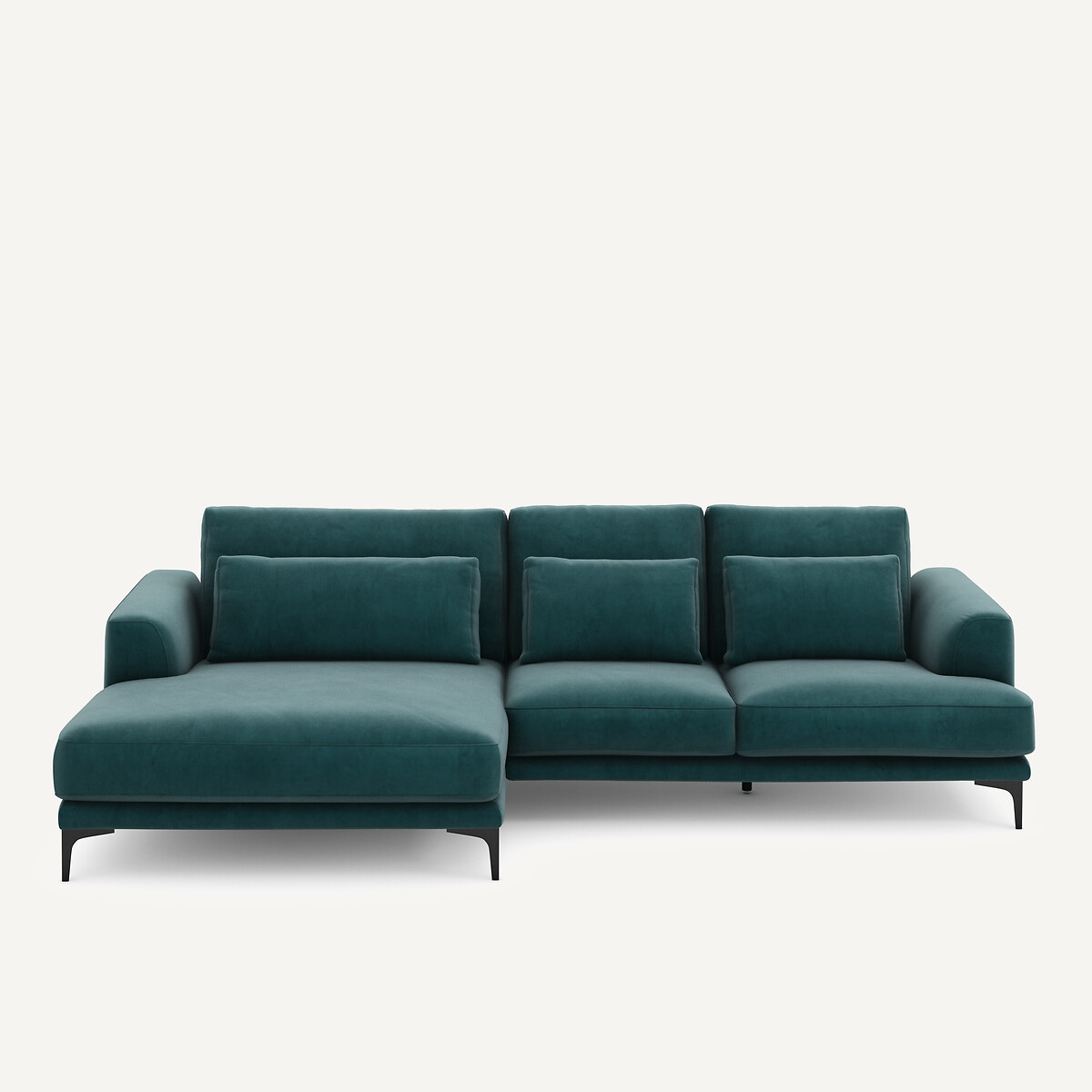 Γωνιακός καναπές αριστερός XL από βελούδο Μ149xΠ277xΥ83cm