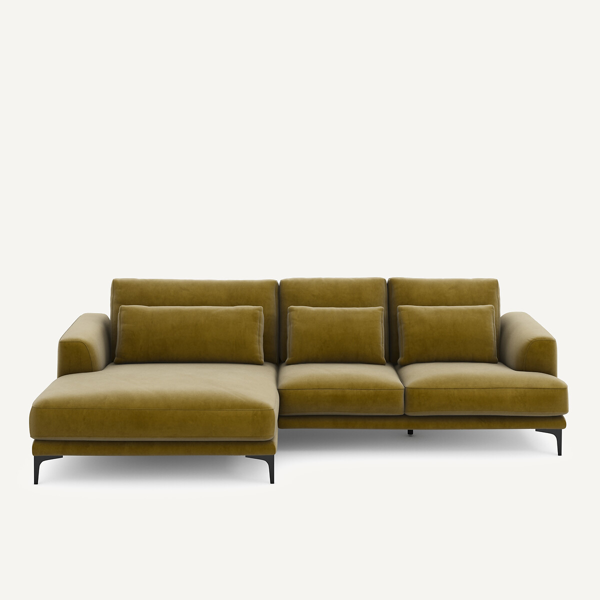 Γωνιακός καναπές αριστερός XL από βελούδο Μ149xΠ277xΥ83cm