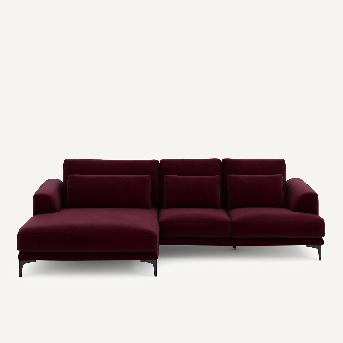 Γωνιακός καναπές αριστερός XL από βελούδο Μ149xΠ277xΥ83cm