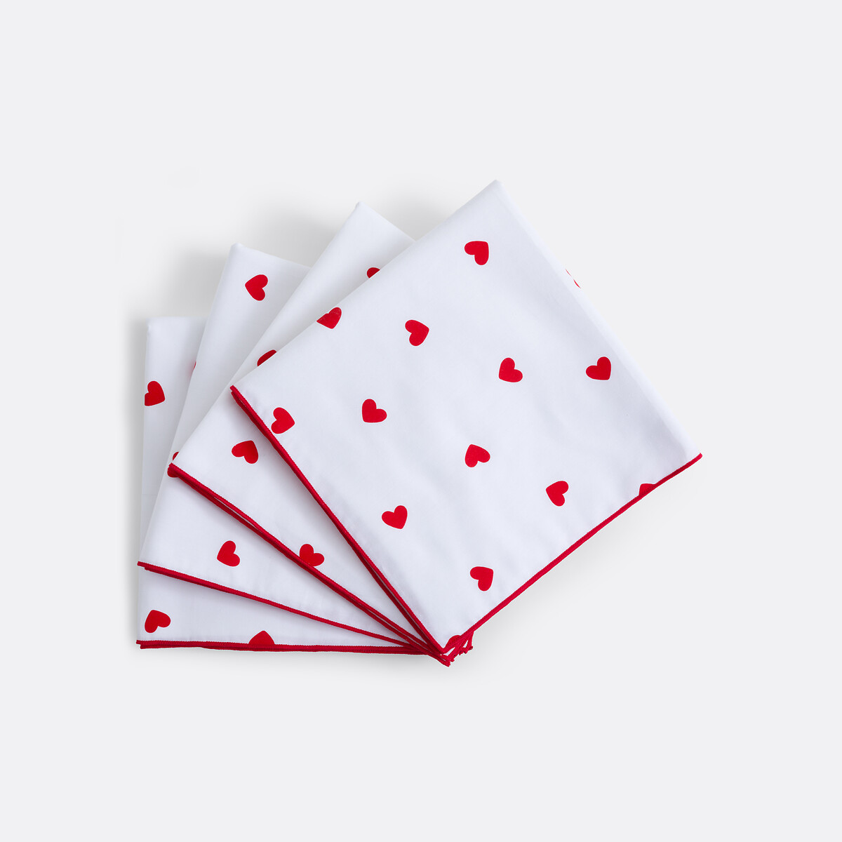 Σετ 4 βαμβακερών πετσετών φαγητού με σχέδιο καρδιές 45x45 cm