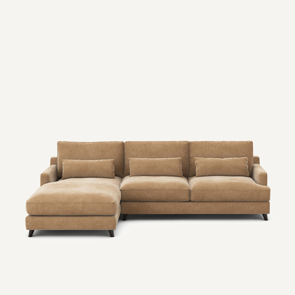 Γωνιακός καναπές από βελούδο stonewashed Μ172xΠ294xΥ83cm