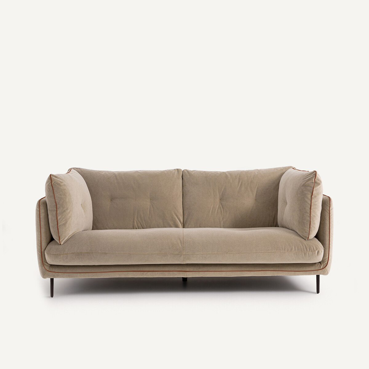 Καναπές compact από βελούδο stonewashed Μ106xΠ201xΥ80cm