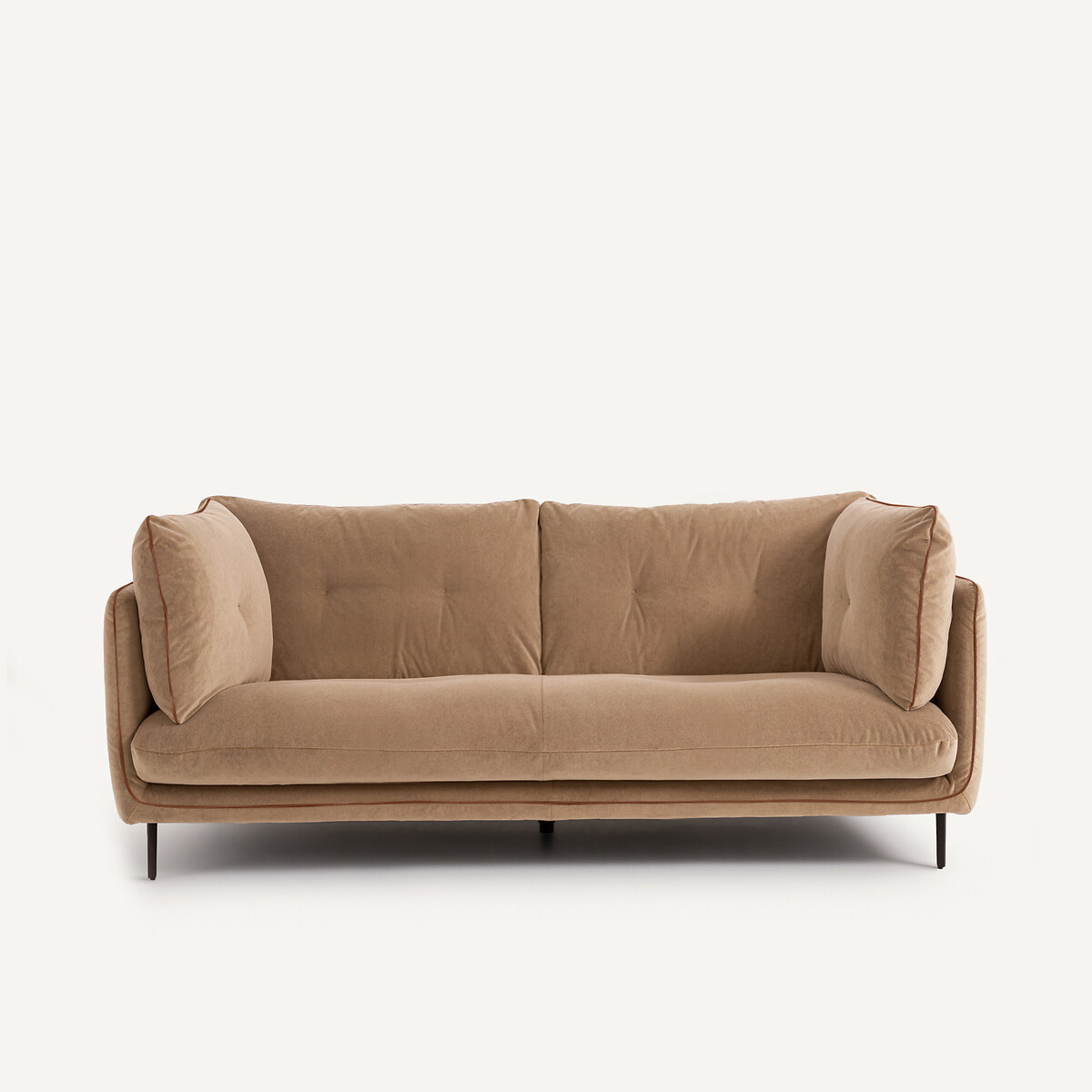 Καναπές compact από βελούδο stonewashed Μ106xΠ201xΥ80cm