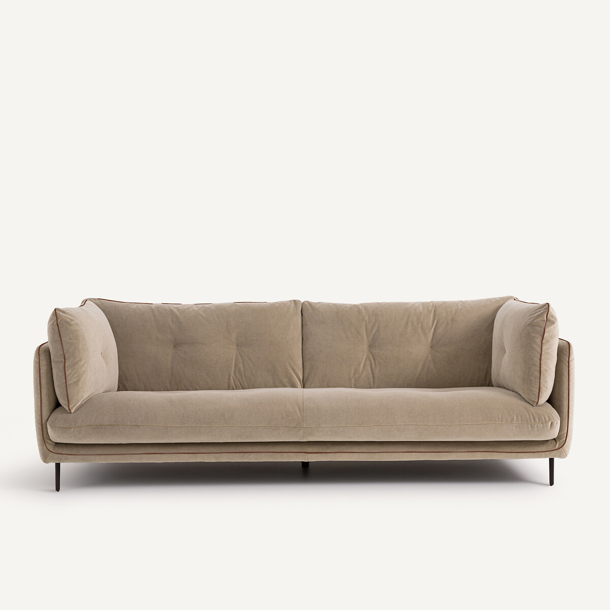 Καναπές από βελούδο stonewashed Μ106xΠ221xΥ80cm