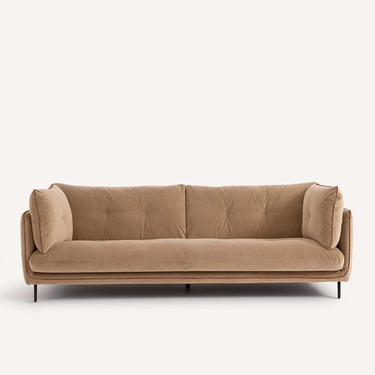 Καναπές από βελούδο stonewashed Μ106xΠ221xΥ80cm