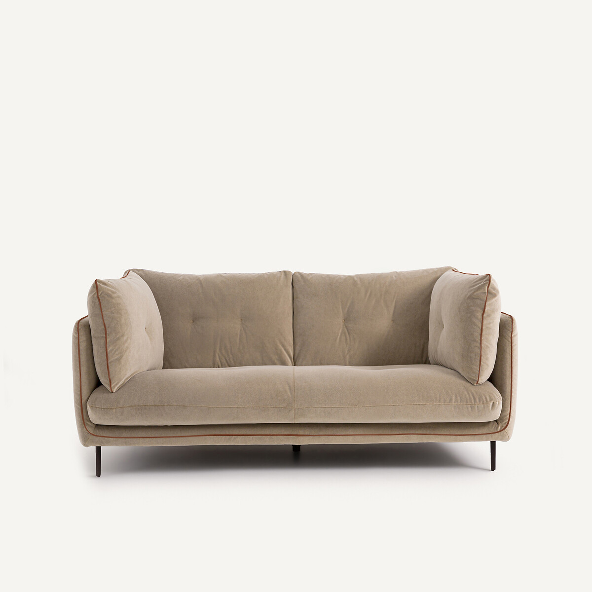 Καναπές 2 θέσεων από βελούδο stonewashed Μ106xΠ181xΥ80cm