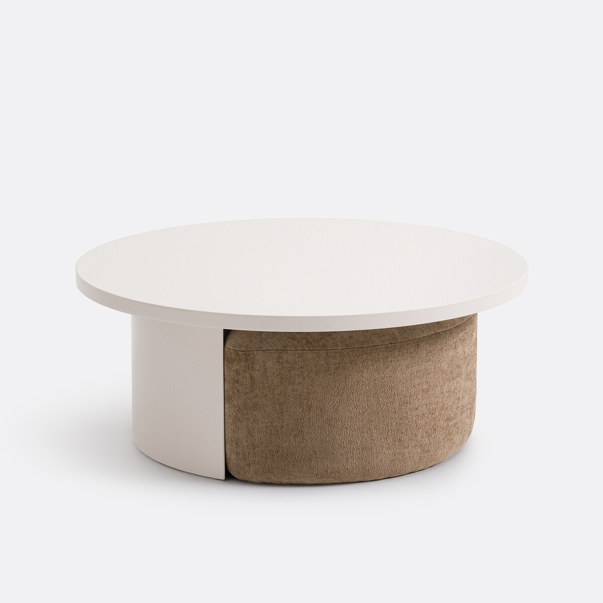 Λακαρισμένο χαμηλό τραπέζι με 2 σκαμπό από υφασμάτινη υφή Μ94xΠ94xΥ37cm