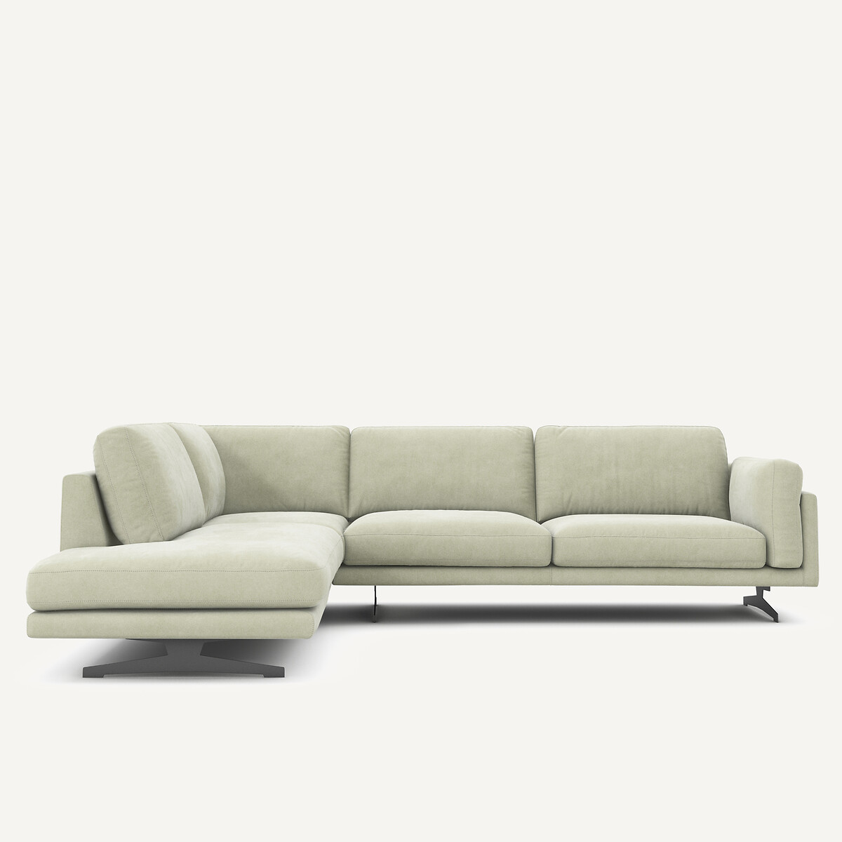 Γωνιακός καναπές από βελούδο stonewashed Μ234xΠ289xΥ82cm