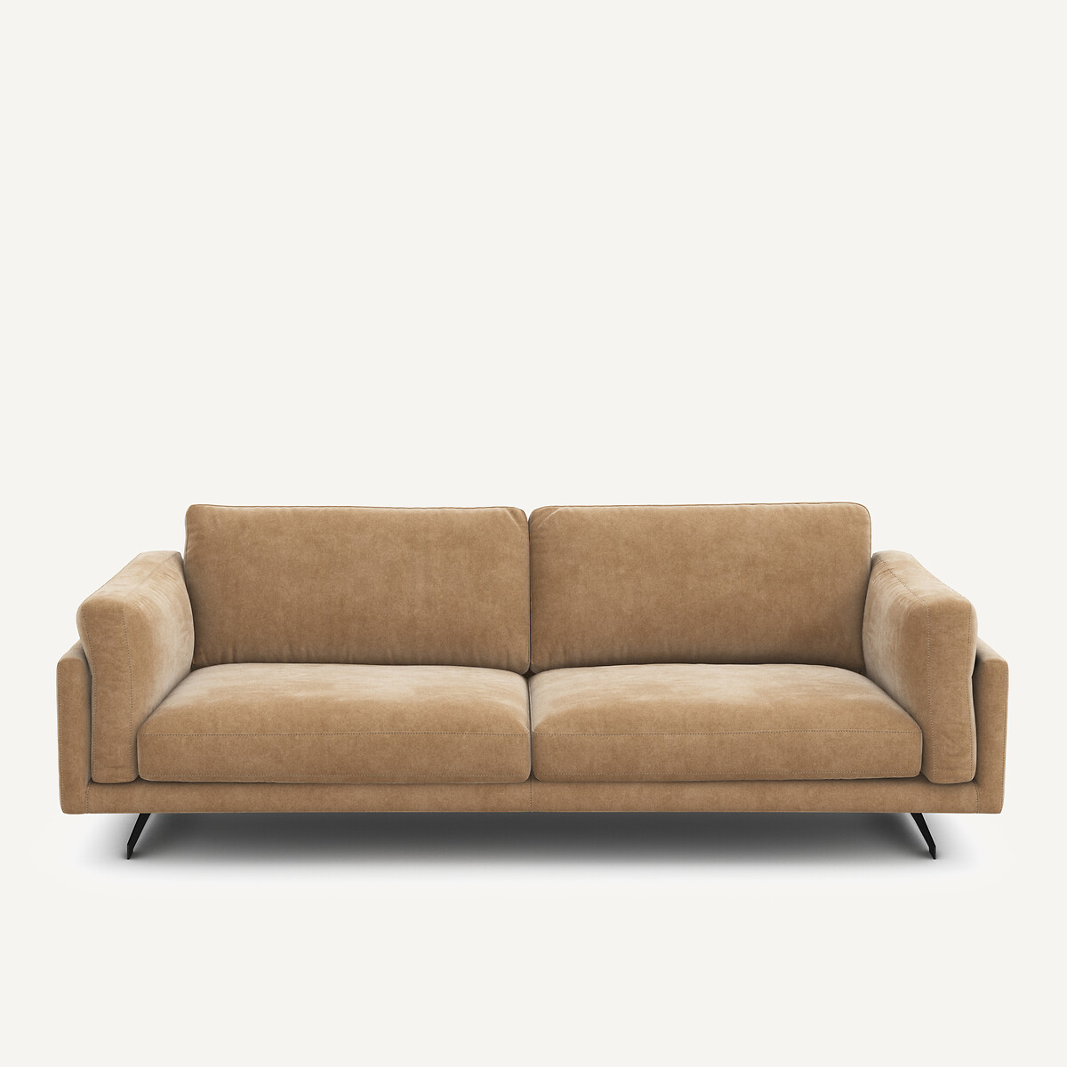 Καναπές από βελούδο stonewashed Μ99xΠ213xΥ82cm