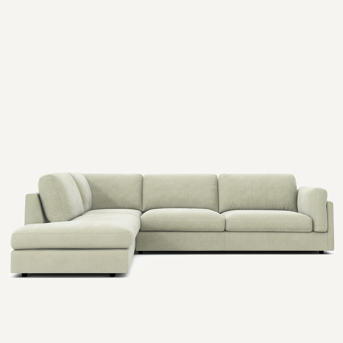 Γωνιακός καναπές με ανάκλινδρο από βελούδο stonewashed Μ236xΠ287xΥ81cm