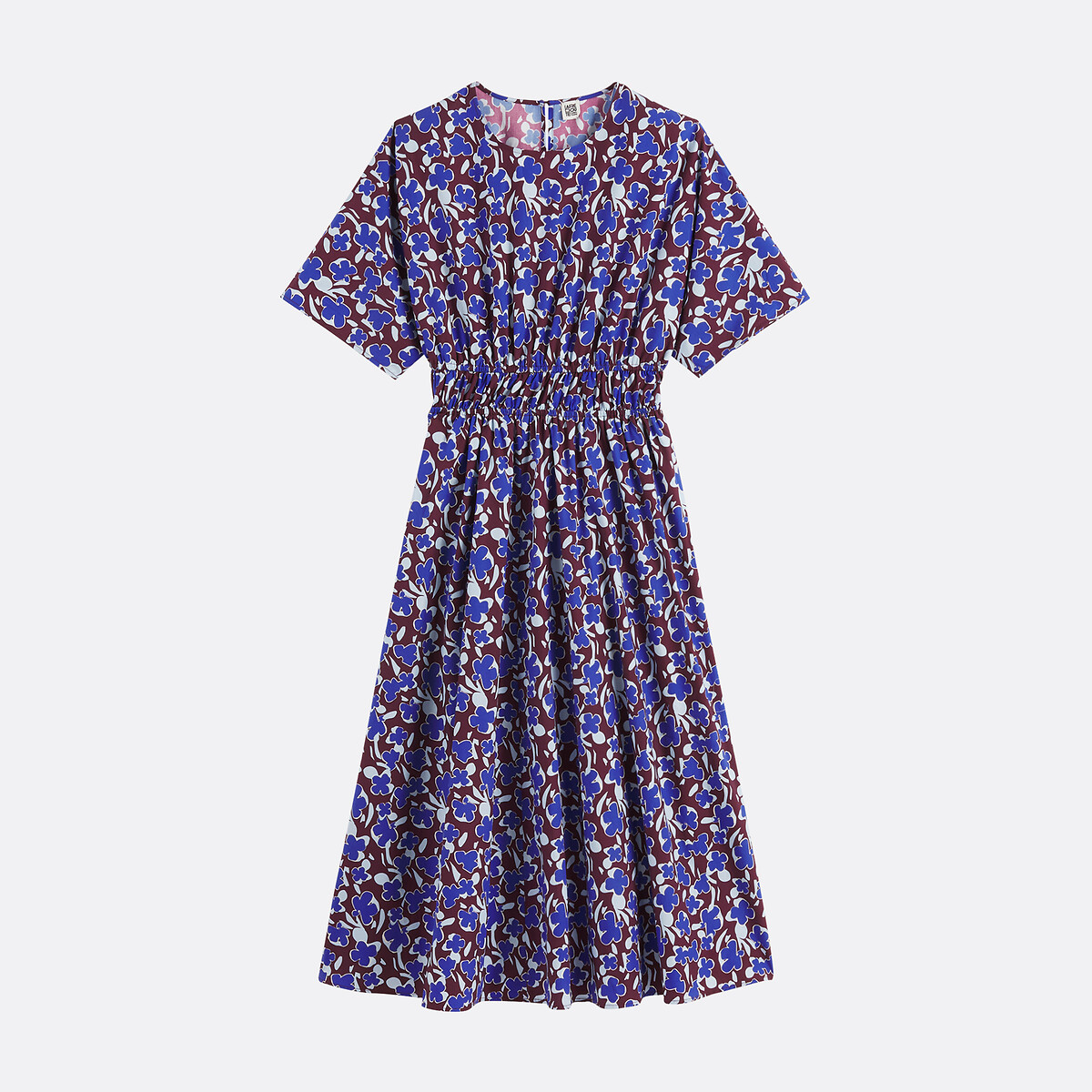 Μακρύ φλοράλ φόρεμα σε άλφα γραμμή με κοντά μανίκια