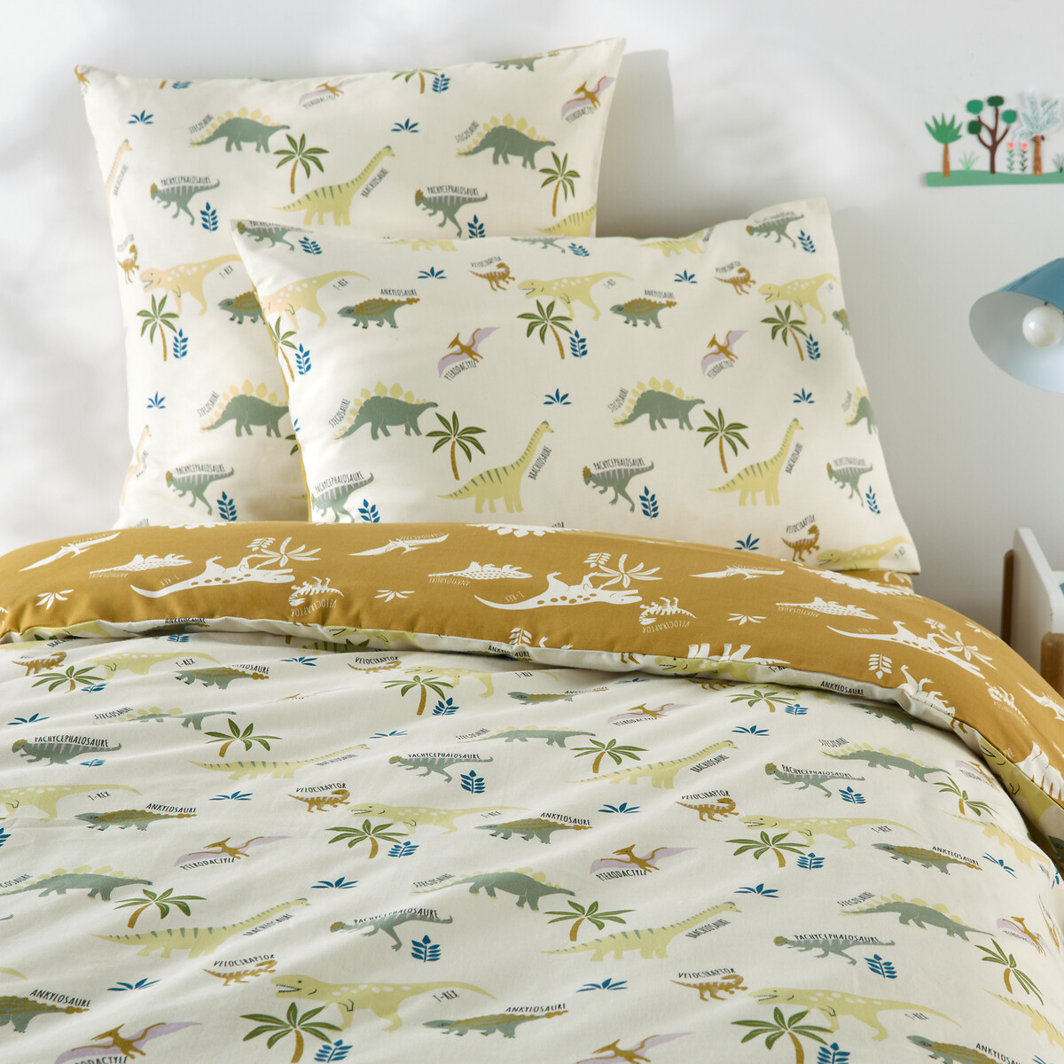 Παιδική παπλωματοθήκη από βιολογικό βαμβάκι με σχέδιο δεινοσαύρους 140x200 cm