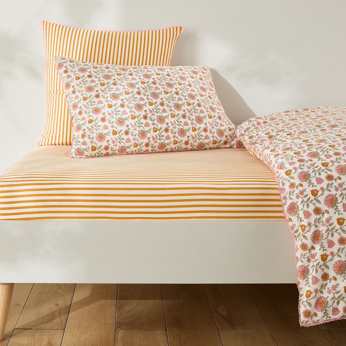 Σεντόνι με λάστιχο από πλυμένο βαμβάκι 90x190 cm