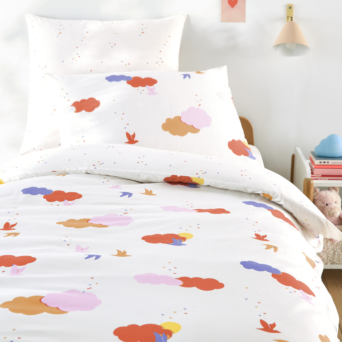 Παιδική παπλωματοθήκη από βιολογικό βαμβάκι με σχέδιο σύννεφα 140x200 cm