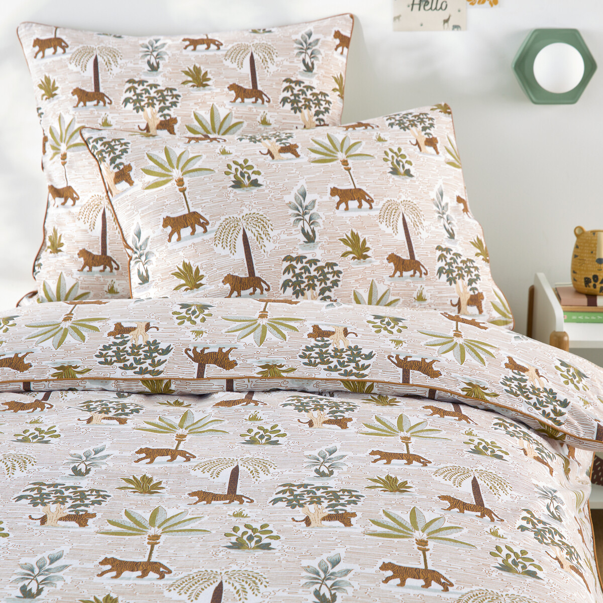 Παιδική παπλωματοθήκη από πλυμένο βαμβάκι με ζούγκλα 140x200 cm