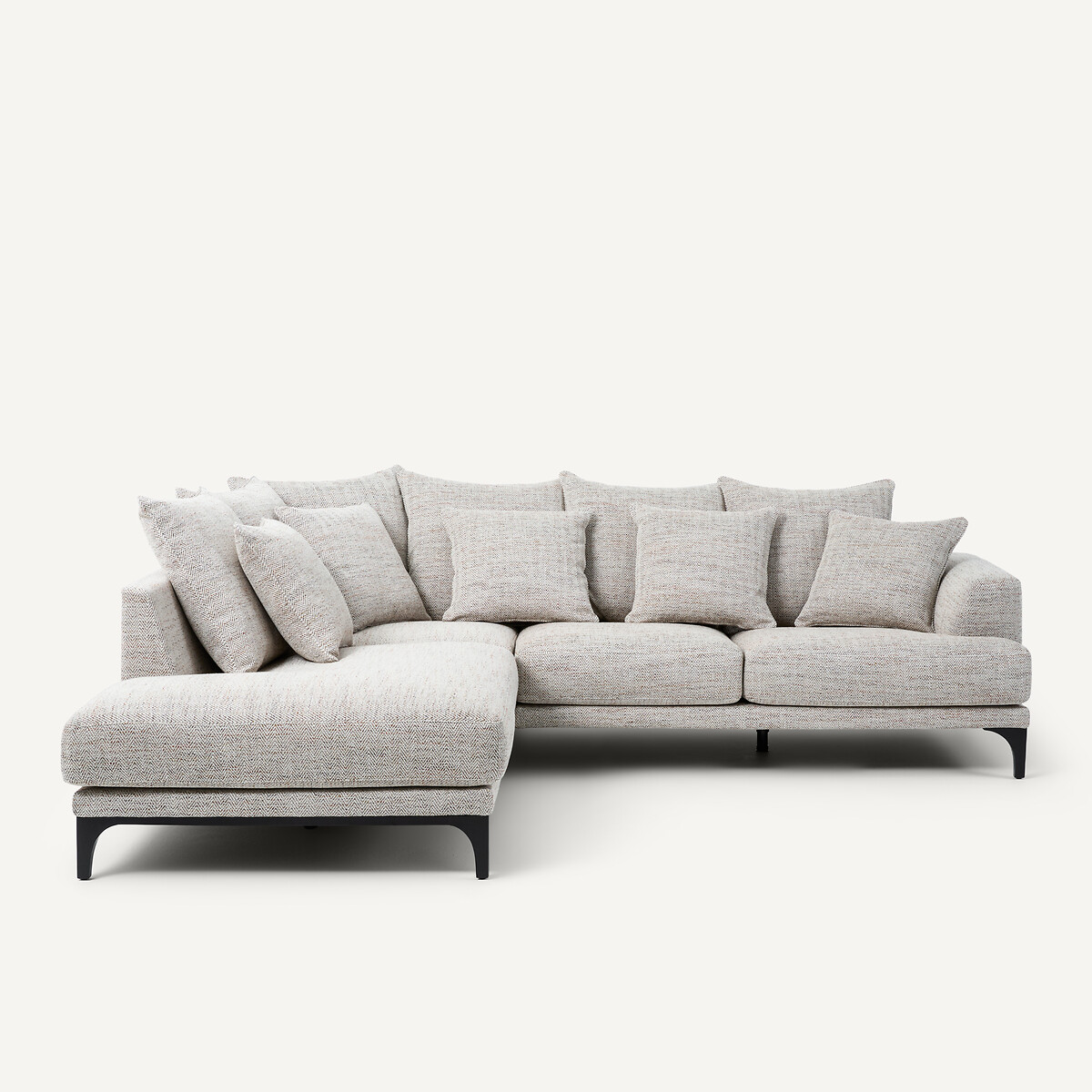 Γωνιακός καναπές με ψαθωτό μοτίβο Μ222xΠ258xΥ84cm