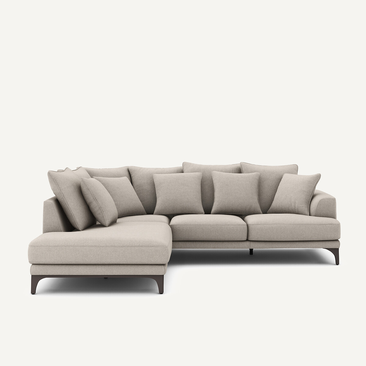 Γωνιακός καναπές από ανάγλυφη βισκόζη και λινό Μ222xΠ258xΥ84cm