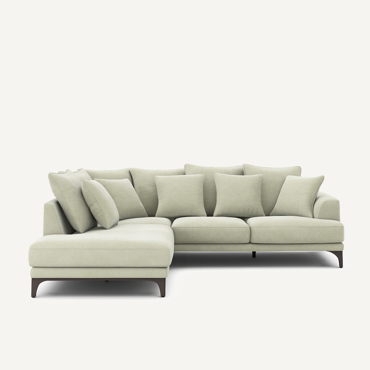 Γωνιακός καναπές από βελούδο stonewashed Μ222xΠ258xΥ84cm