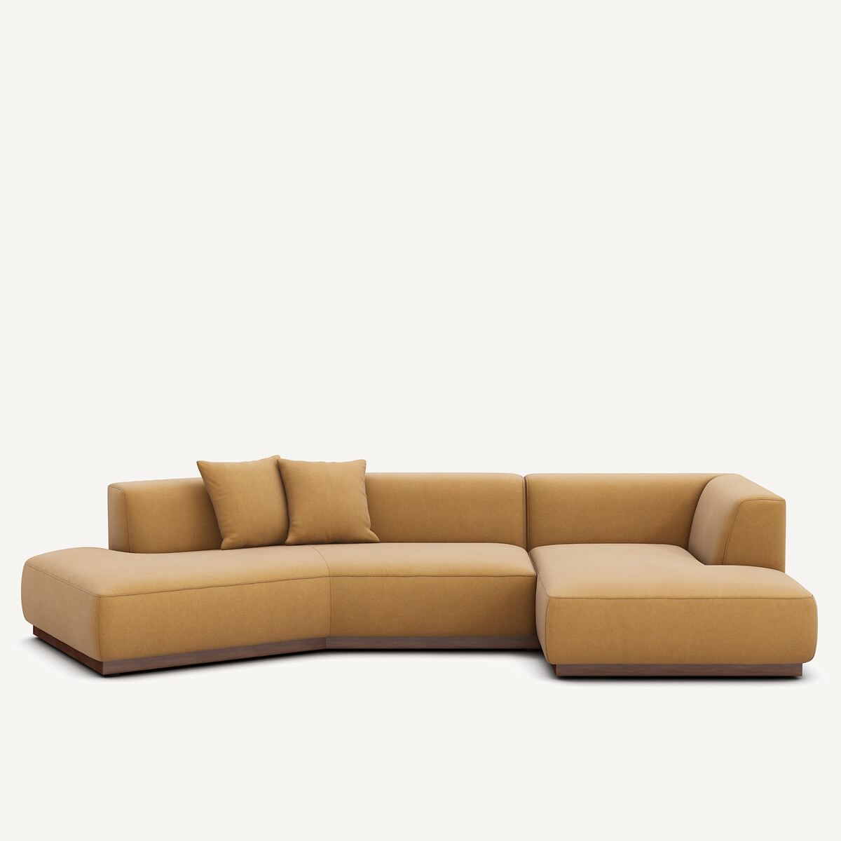 Γωνιακός καναπές δεξιός ανοιχτός από λινό βελούδο Μ152xΠ323xΥ67cm