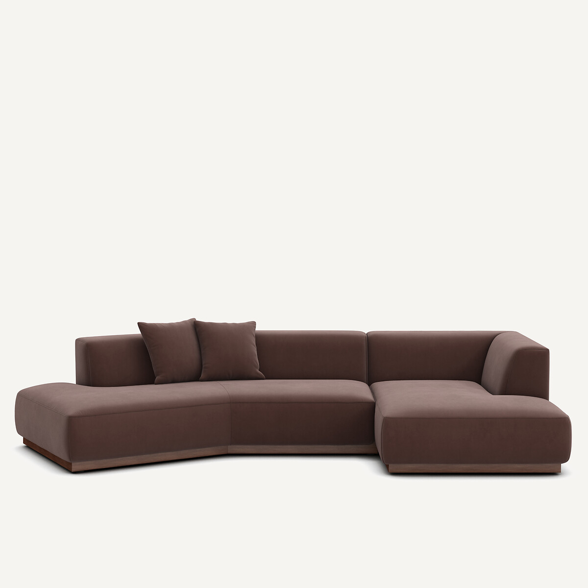 Γωνιακός καναπές δεξιός ανοιχτός από λινό βελούδο Μ152xΠ323xΥ67cm